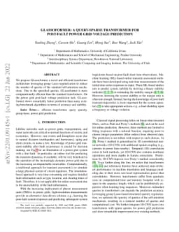 glassoformer: a query-sparse transformer for post-fault power grid
  voltage prediction