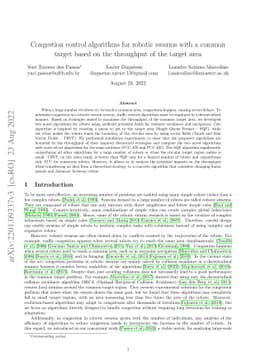 Congestion control algorithms for robotic swarms with a common target
  based on the throughput of the target area