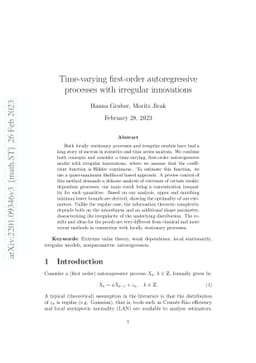 Time-varying first-order autoregressive processes with irregular
  innovations