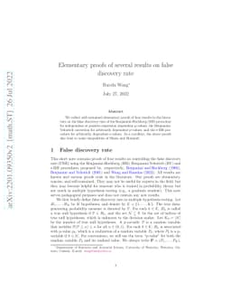Elementary proofs of several results on false discovery rate