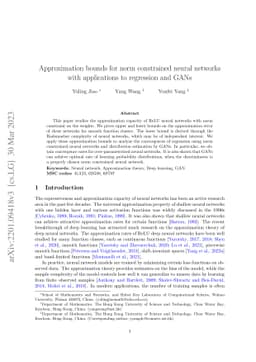 Approximation bounds for norm constrained neural networks with
  applications to regression and GANs