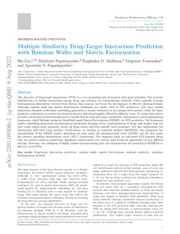 Multiple Similarity Drug-Target Interaction Prediction with Random Walks
  and Matrix Factorization