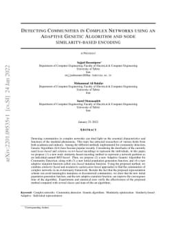 Detecting Communities in Complex Networks using an Adaptive Genetic
  Algorithm and node similarity-based encoding