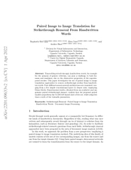Paired Image to Image Translation for Strikethrough Removal From
  Handwritten Words