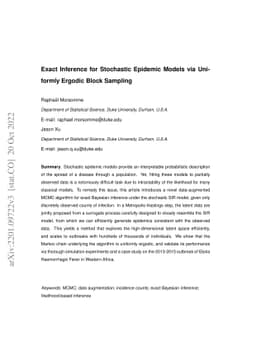 Exact Inference for Stochastic Epidemic Models via Uniformly Ergodic
  Block Sampling