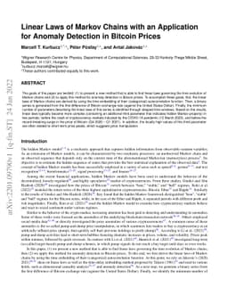 Linear Laws of Markov Chains with an Application for Anomaly Detection
  in Bitcoin Prices