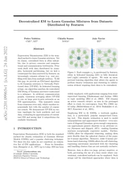 Decentralized EM to Learn Gaussian Mixtures from Datasets Distributed by
  Features