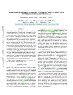 Improving Adversarial Waveform Generation based Singing Voice Conversion
  with Harmonic Signals