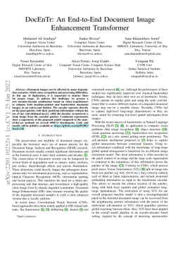 DocEnTr: An End-to-End Document Image Enhancement Transformer