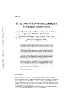 Using Deep Reinforcement Learning for Zero Defect Smart Forging