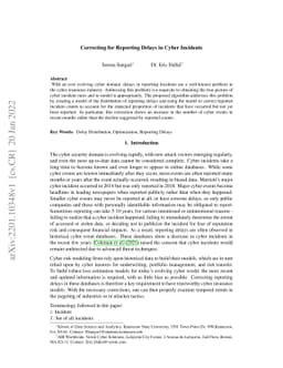 Correcting for Reporting Delays in Cyber Incidents