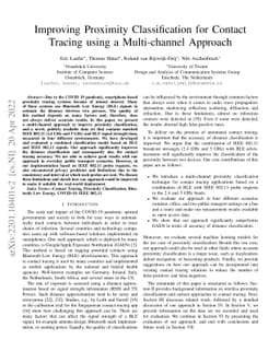 Improving Proximity Classification for Contact Tracing using a
  Multi-channel Approach