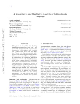 A Quantitative and Qualitative Analysis of Schizophrenia Language
