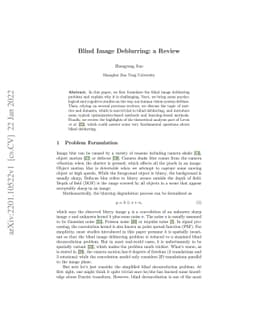 Blind Image Deblurring: a Review