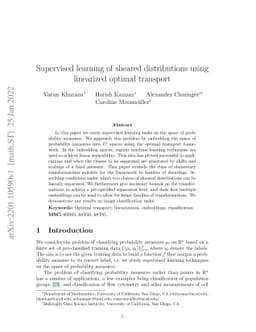 Supervised learning of sheared distributions using linearized optimal
  transport