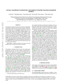 Neural Grapheme-to-Phoneme Conversion with Pre-trained Grapheme Models