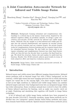 A Joint Convolution Auto-encoder Network for Infrared and Visible Image
  Fusion