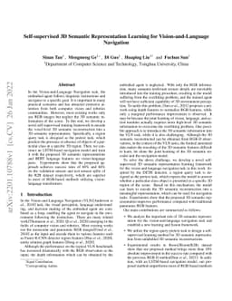 Self-supervised 3D Semantic Representation Learning for
  Vision-and-Language Navigation