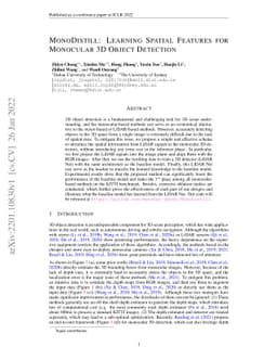 MonoDistill: Learning Spatial Features for Monocular 3D Object Detection