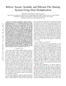 Bifrost: Secure, Scalable and Efficient File Sharing System Using Dual
  Deduplication