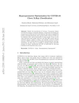 Hyperparameter Optimization for COVID-19 Chest X-Ray Classification