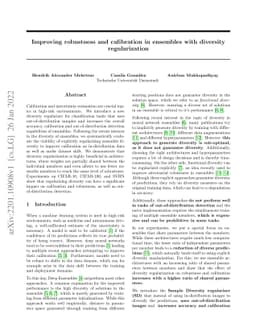 Improving robustness and calibration in ensembles with diversity
  regularization