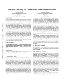 Machine Learning for Food Review and Recommendation