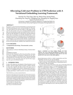 Alleviating Cold-start Problem in CTR Prediction with A Variational
  Embedding Learning Framework