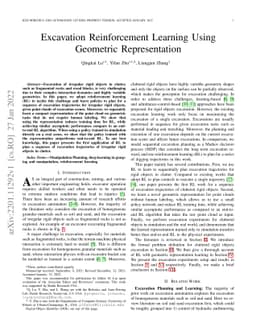 Excavation Reinforcement Learning Using Geometric Representation