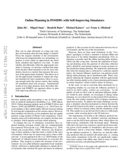 Online Planning in POMDPs with Self-Improving Simulators