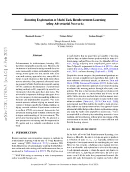 Boosting Exploration in Multi-Task Reinforcement Learning using
  Adversarial Networks