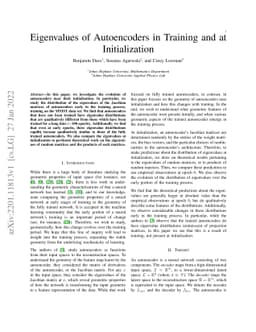 Eigenvalues of Autoencoders in Training and at Initialization