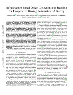 Infrastructure-Based Object Detection and Tracking for Cooperative
  Driving Automation: A Survey