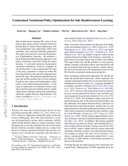 Constrained Variational Policy Optimization for Safe Reinforcement
  Learning