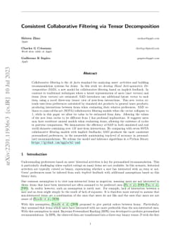 Consistent Collaborative Filtering via Tensor Decomposition