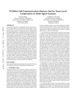 FCMNet: Full Communication Memory Net for Team-Level Cooperation in
  Multi-Agent Systems