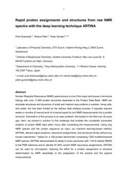Rapid protein assignments and structures from raw NMR spectra with the
  deep learning technique ARTINA
