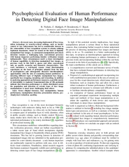 Psychophysical Evaluation of Human Performance in Detecting Digital Face
  Image Manipulations