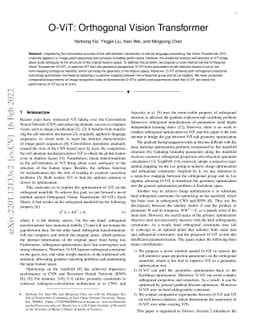 O-ViT: Orthogonal Vision Transformer