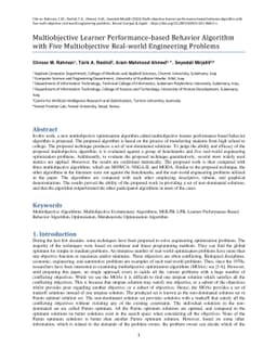 Multi-objective learner performance-based behavior algorithm with five
  multi-objective real-world engineering problems