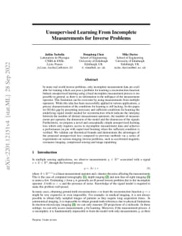 Unsupervised Learning From Incomplete Measurements for Inverse Problems