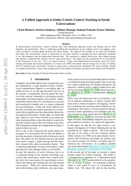 A Unified Approach to Entity-Centric Context Tracking in Social
  Conversations