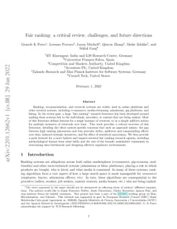 Fair ranking: a critical review, challenges, and future directions