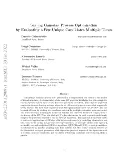 Scaling Gaussian Process Optimization by Evaluating a Few Unique
  Candidates Multiple Times