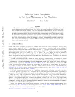Inductive Matrix Completion: No Bad Local Minima and a Fast Algorithm
