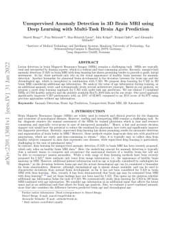Unsupervised Anomaly Detection in 3D Brain MRI using Deep Learning with
  Multi-Task Brain Age Prediction