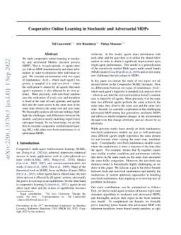 Cooperative Online Learning in Stochastic and Adversarial MDPs