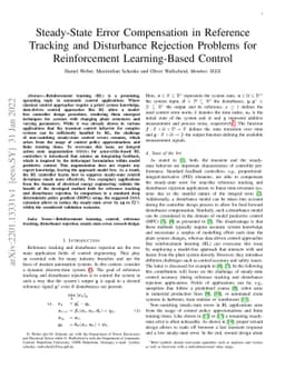 Steady-State Error Compensation in Reference Tracking and Disturbance
  Rejection Problems for Reinforcement Learning-Based Control
