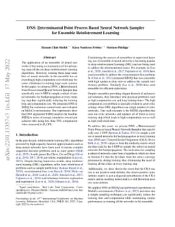 DNS: Determinantal Point Process Based Neural Network Sampler for
  Ensemble Reinforcement Learning