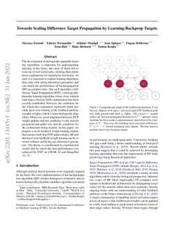 Towards Scaling Difference Target Propagation by Learning Backprop
  Targets